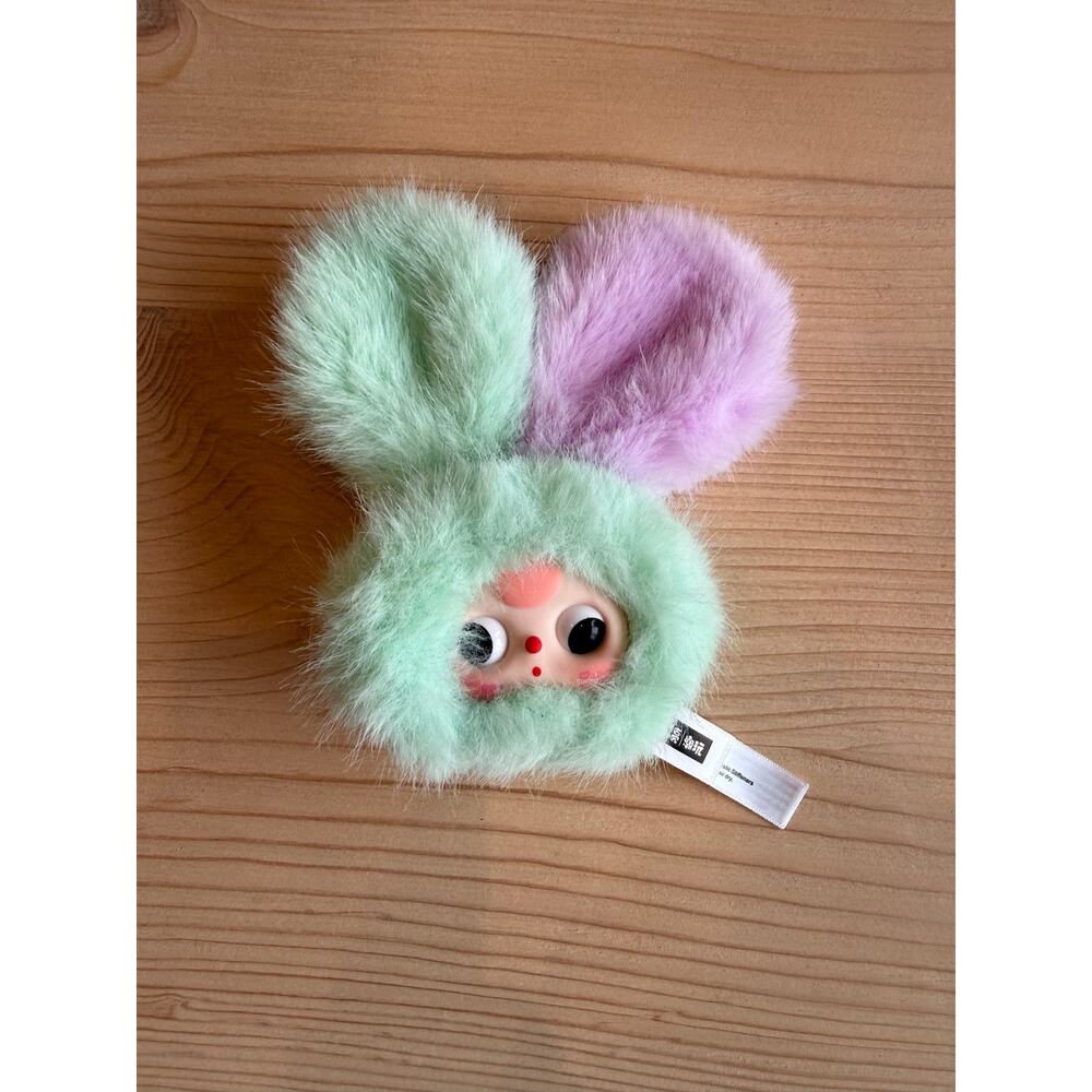 Baby Three Petit Macaron Cute Bunny Head V2 Mint Purple Plush Keychain BB3